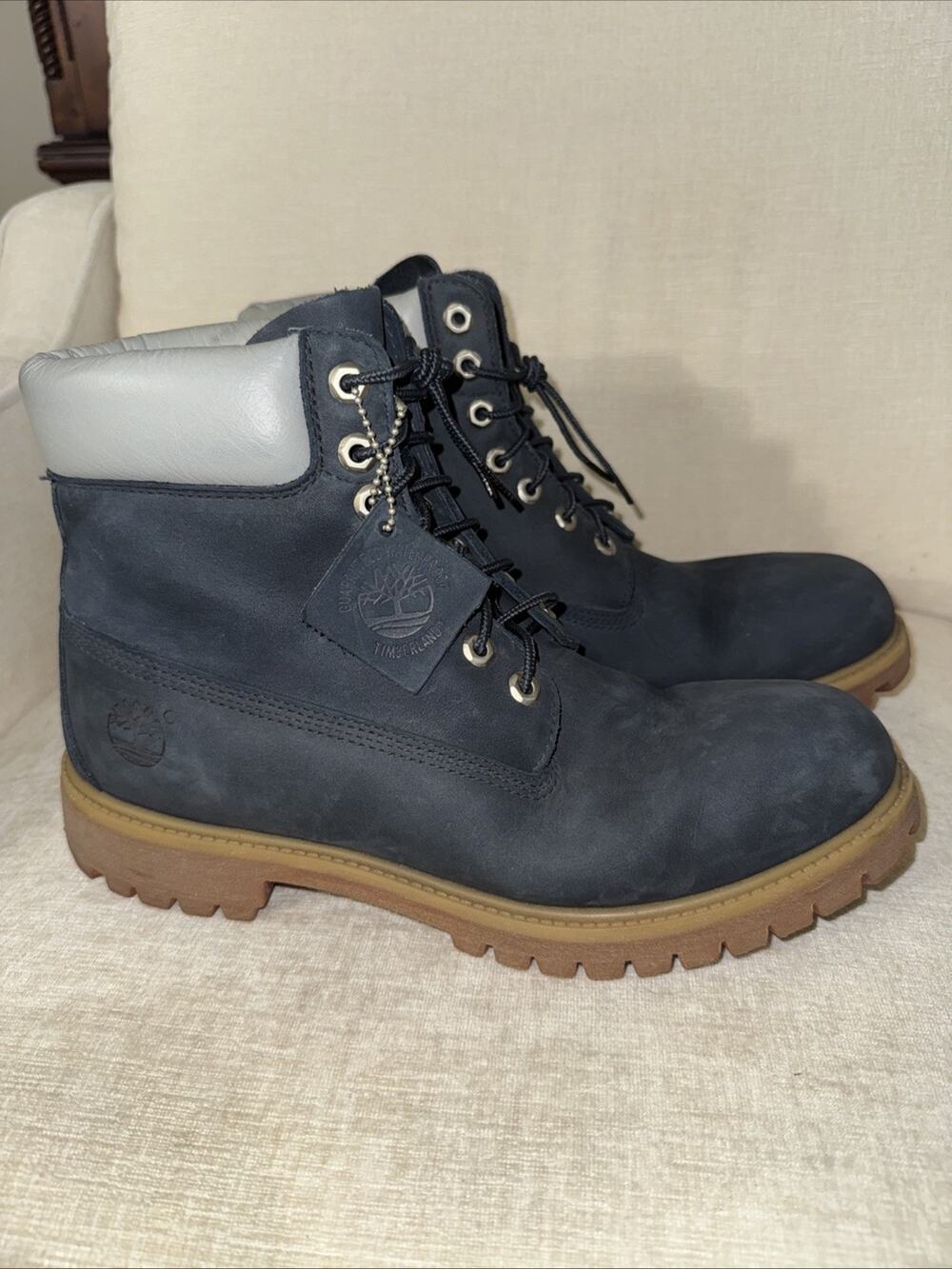 Timberland PREMIUM 6" Waterproof PRIMALOFT Leather BOOTS Navy Blue MEN'S 11 New